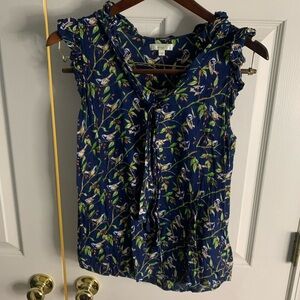 Anthropology porridge Floral Blue Women's blouse Top